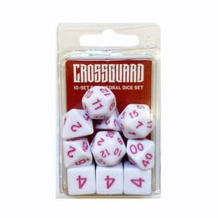 Crossguard Classic Opaque Polyhedral 10-Dice Set C26 - White w/Purple Crossguard Classic Opaque Polyhedral 10-Dice Set C26 - White w/Purple