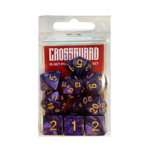 Crossguard Marble with Colour Print Polyhedral 10-Dice Set MG04 - Purple