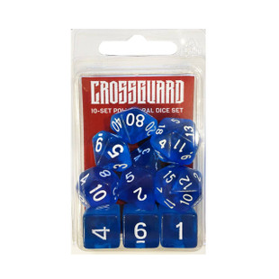 Crossguard Translucent Polyhedral 10-Dice Set T03 - Blue