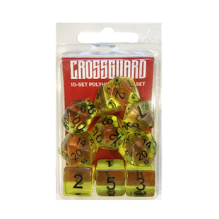 Crossguard Translucent Polyhedral 10-Dice Set T09 - Yellow Crossguard Translucent Polyhedral 10-Dice Set T09 - Yellow
