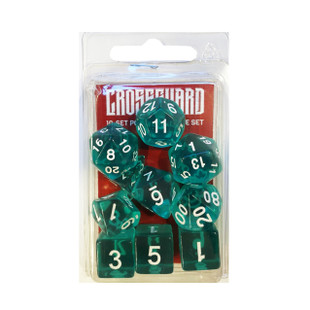 Crossguard Translucent Polyhedral 10-Dice Set T11 - Teal