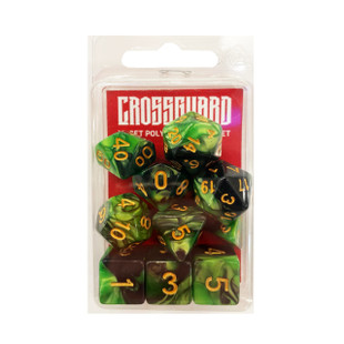 Crossguard Colour Mix Polyhedral 10-Dice Set V18 - Green/Black
