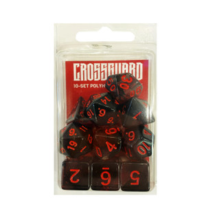 Crossguard Nebula Polyhedral 10-Dice Set N01 - Black w/Red