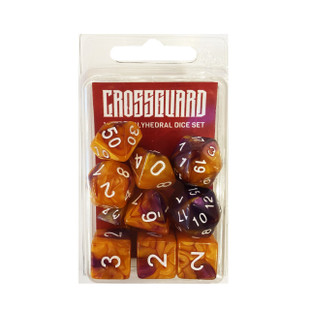 Crossguard Colour Mix Polyhedral 10-Dice Set V36 - Gold/Purple
