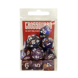 Crossguard Colour Mix Polyhedral 10-Dice Set V32 - Brown/Purple