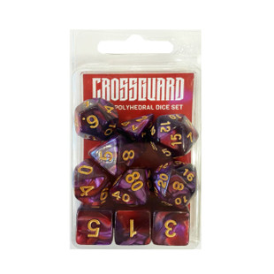 Crossguard Colour Mix Polyhedral 10-Dice Set V35 - Maroon/Purple