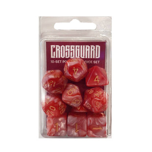 Crossguard Colour Mix Polyhedral 10-Dice Set V46 - Ivory/Red