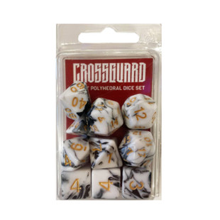 Crossguard Colour Mix Polyhedral 10-Dice Set V49 - White/Black