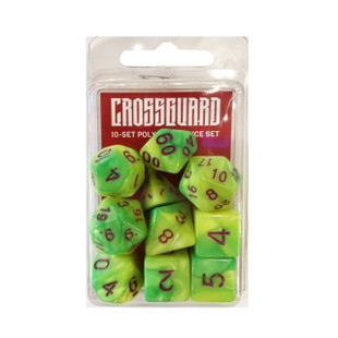 Crossguard Colour Mix Polyhedral 10-Dice Set V55 - Lime/Yellow