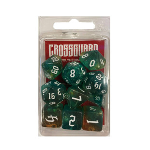 Crossguard Galaxy Polyhedral 10-Dice Set GGX03 - Green/Gold