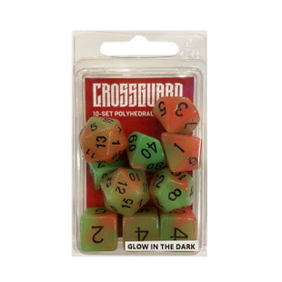 Crossguard Glow Polyhedral 10-Dice Set GL09 - Green/Orange