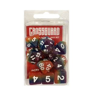 Crossguard Layered Polyhedral 10-Dice Set LS702 - Semi Translucent Rainbow