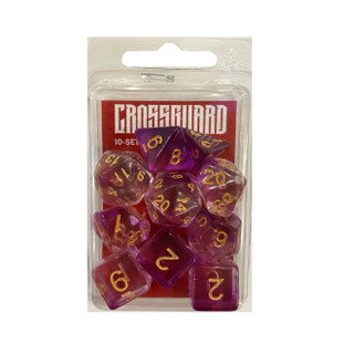 Crossguard Nebula Polyhedral 10-Dice Set N06 - Purple w/Gold