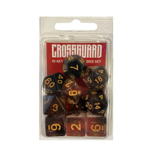 Crossguard Nebula Polyhedral 10-Dice Set N08 - Black w/Gold