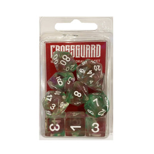 Crossguard Nebula Polyhedral 10-Dice Set N10 - Purple/Green