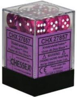Chessex - Festive D6 12mm Dice Block 36-Dice Set - Violet w/white Chessex - Festive D6 12mm Dice Block 36-Dice Set - Violet w/white