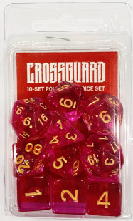 Crossguard Translucent Polyhedral 10-Dice Set T08 - Cerise