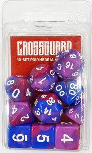 Crossguard Colour Mix Polyhedral 10-Dice Set V57 - Purple/Red/Blue