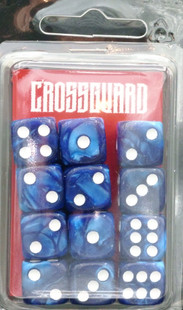 Crossguard Marble 16mm D6 12-Dice Set MA07 - Cobalt w/ White pips