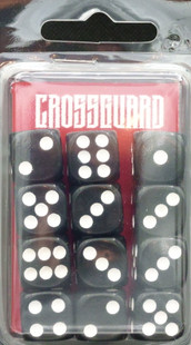 Crossguard Translucent 16mm D6 12-Dice Set TR10 - Smoke w/ White pips