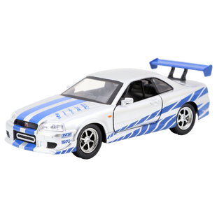 Jada Hollywood Ride: Fast and Furious - 1:32 2002 Nissan Skyline GTR R34 (Silver) Diecast Vehicle Jada Hollywood Ride: Fast and Furious - 1:32 2002 Nissan Skyline GTR R34 (Silver) Diecast Vehicle