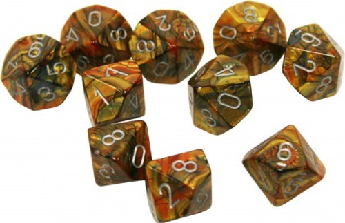 Chessex - Glitter Polyhedral 7-Dice Set - Gold w/Silver Chessex - Glitter Polyhedral 7-Dice Set - Gold w/Silver