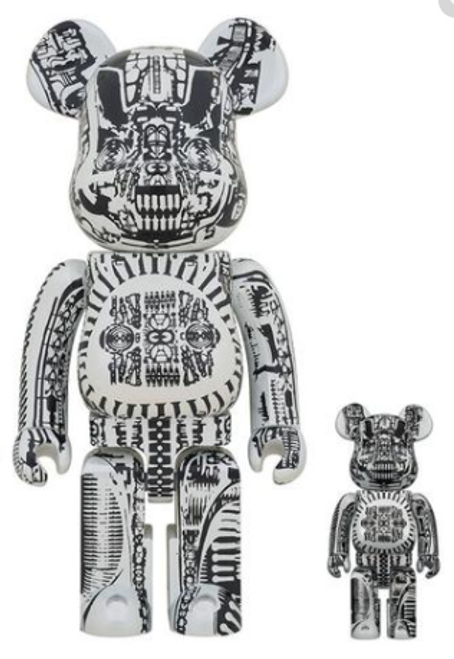 Medicom Toy Be@rbrick H.R. Giger White Chrome 100% & 400% Set Medicom Toy Be@rbrick H.R. Giger White Chrome 100% & 400% Set