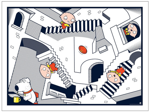 Family Guy Fine Art Print - Crazy Stairs by Dave Perillo x Toddland (SDCC17) Family Guy Fine Art Print - Crazy Stairs by Dave Perillo x Toddland (SDCC17)