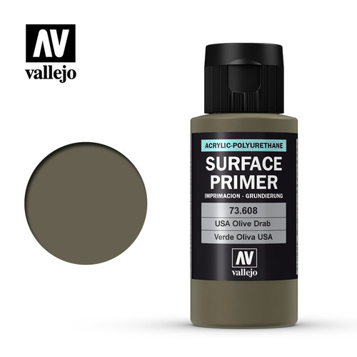 Vallejo 70608 Surface Primer USA Olive Drab 60ml Vallejo 70608 Surface Primer USA Olive Drab 60ml