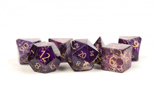 MDG 16mm Polyhedral Dice Set: Engraved Purple Imperial Stone MDG 16mm Polyhedral Dice Set: Engraved Purple Imperial Stone