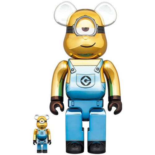 Medicom Toy Be@rbrick Minions Stuart Chrome Ver. 100% & 400