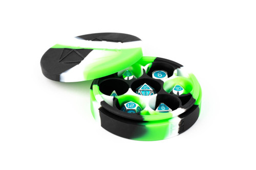 MDG Silicone Round Dice Case: Green/Black/White MDG Silicone Round Dice Case: Green/Black/White