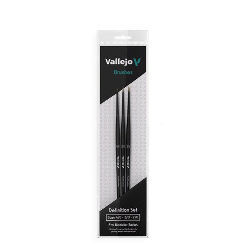 Vallejo Brushes - Pro Modeler - Definition Set - Natural Hair (Sizes 4/0, 3/0 & 2/0) Vallejo Brushes - Pro Modeler - Definition Set - Natural Hair (Sizes 4/0, 3/0 & 2/0)