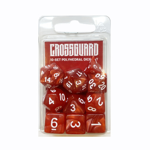 Crossguard Marble Polyhedral 10-Dice Set M01 - Red Crossguard Marble Polyhedral 10-Dice Set M01 - Red