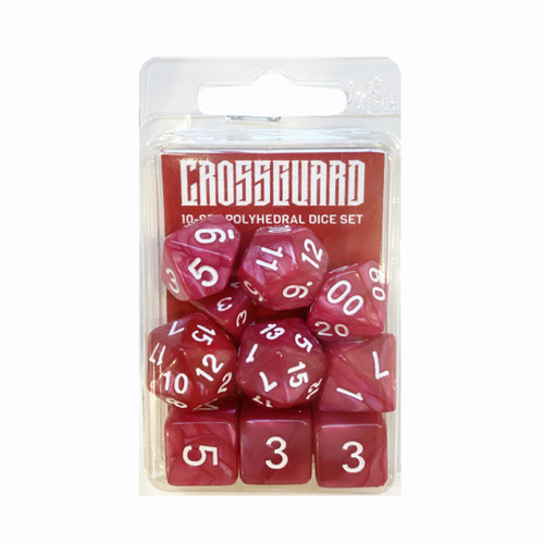 Crossguard Marble Polyhedral 10-Dice Set M12 - Rose Red Crossguard Marble Polyhedral 10-Dice Set M12 - Rose Red