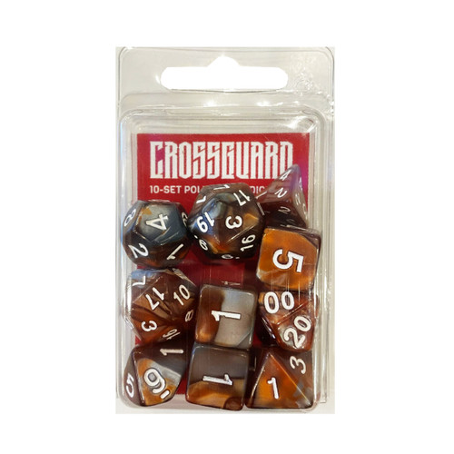 Crossguard Colour Mix Polyhedral 10-Dice Set V06 - Brown/Grey
