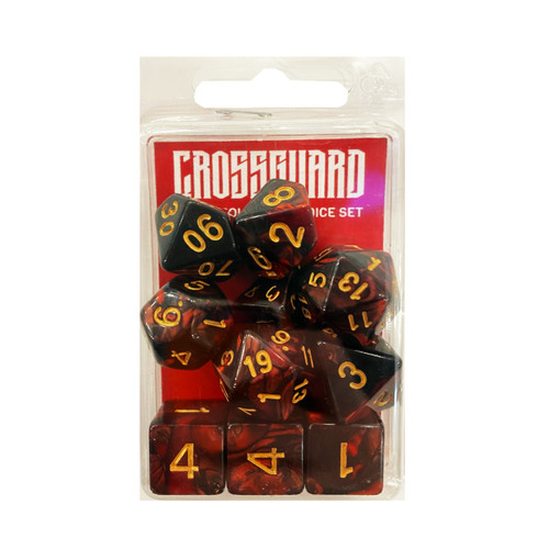 Crossguard Colour Mix Polyhedral 10-Dice Set V13 - Black/Dark Red