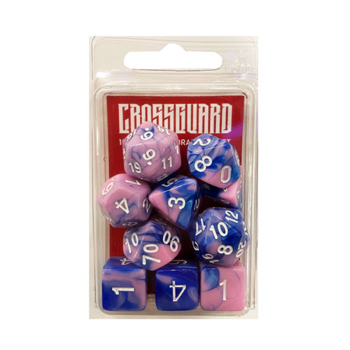 Crossguard Colour Mix Polyhedral 10-Dice Set V23 - Blue/Pink