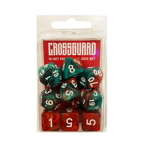 Crossguard Colour Mix Polyhedral 10-Dice Set V25 - Green/Red Crossguard Colour Mix Polyhedral 10-Dice Set V25 - Green/Red