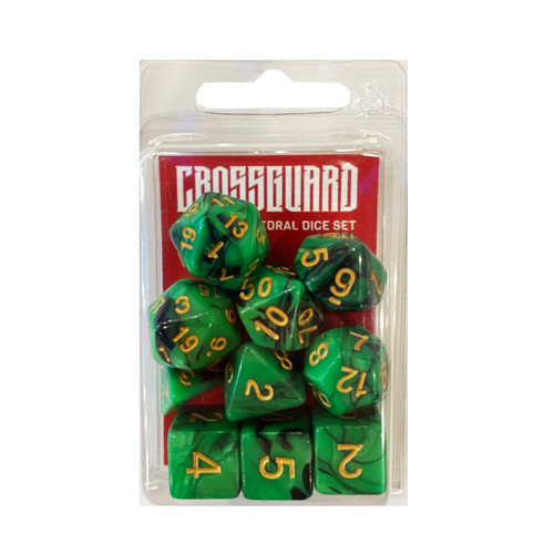 Crossguard Colour Mix Polyhedral 10-Dice Set V02 - Green/Black Crossguard Colour Mix Polyhedral 10-Dice Set V02 - Green/Black