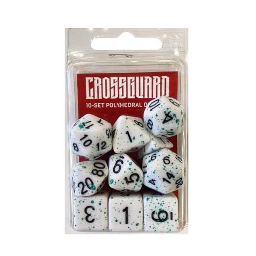 Crossguard Coated and Imprint Polyhedral 10-Dice Set VC03 - Graffiti Green Crossguard Coated and Imprint Polyhedral 10-Dice Set VC03 - Graffiti Green