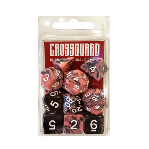 Crossguard Colour Mix Polyhedral 10-Dice Set V38 - Pink/Black Crossguard Colour Mix Polyhedral 10-Dice Set V38 - Pink/Black