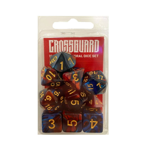 Crossguard Colour Mix Polyhedral 10-Dice Set V30 - Burnt Red/Blue