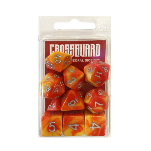 Crossguard Colour Mix Polyhedral 10-Dice Set V37 - Rose Red/Yellow Crossguard Colour Mix Polyhedral 10-Dice Set V37 - Rose Red/Yellow