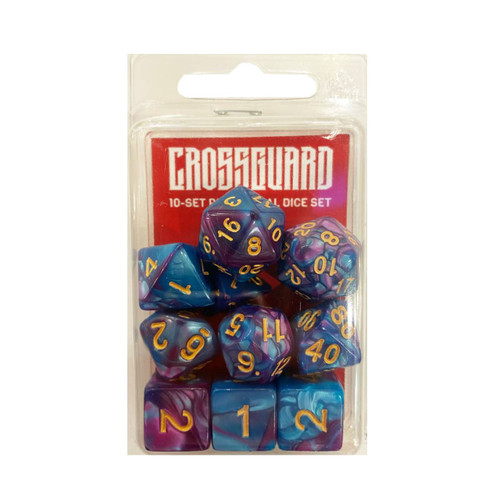 Crossguard Colour Mix Polyhedral 10-Dice Set V52 - Purple/Blue
