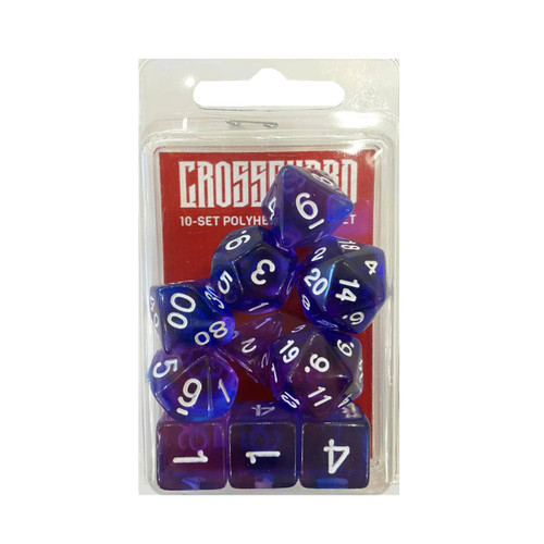 Crossguard Colour Mix Polyhedral 10-Dice Set VM01 - Translucent Blue/Purple