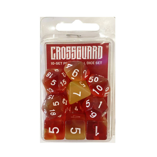 Crossguard Colour Mix Polyhedral 10-Dice Set VM03 - Translucent Red/Yellow Crossguard Colour Mix Polyhedral 10-Dice Set VM03 - Translucent Red/Yellow