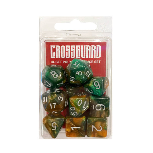 Crossguard Galaxy Polyhedral 10-Dice Set GG04 - Green/Brown
