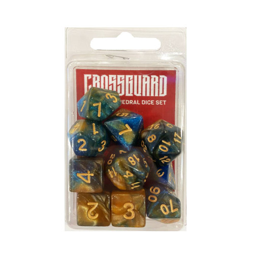 Crossguard Galaxy Polyhedral 10-Dice Set GG07 - Blue/Amber