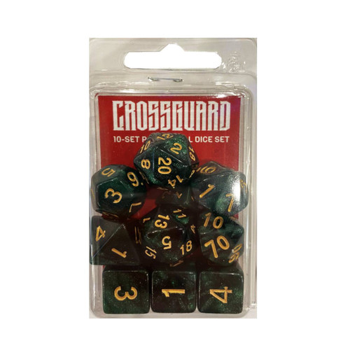 Crossguard Galaxy Polyhedral 10-Dice Set GG13 - Green/Black